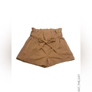 Streetwear Society - Women's Brown Paperbag Waist Belted Shorts - S/P
